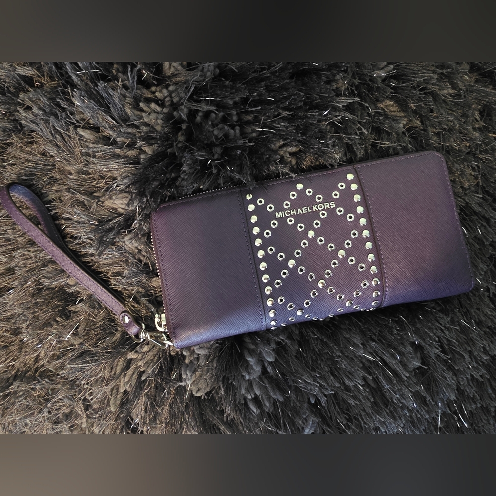 Michael Kors Purple Studded Women's Continental Wallet